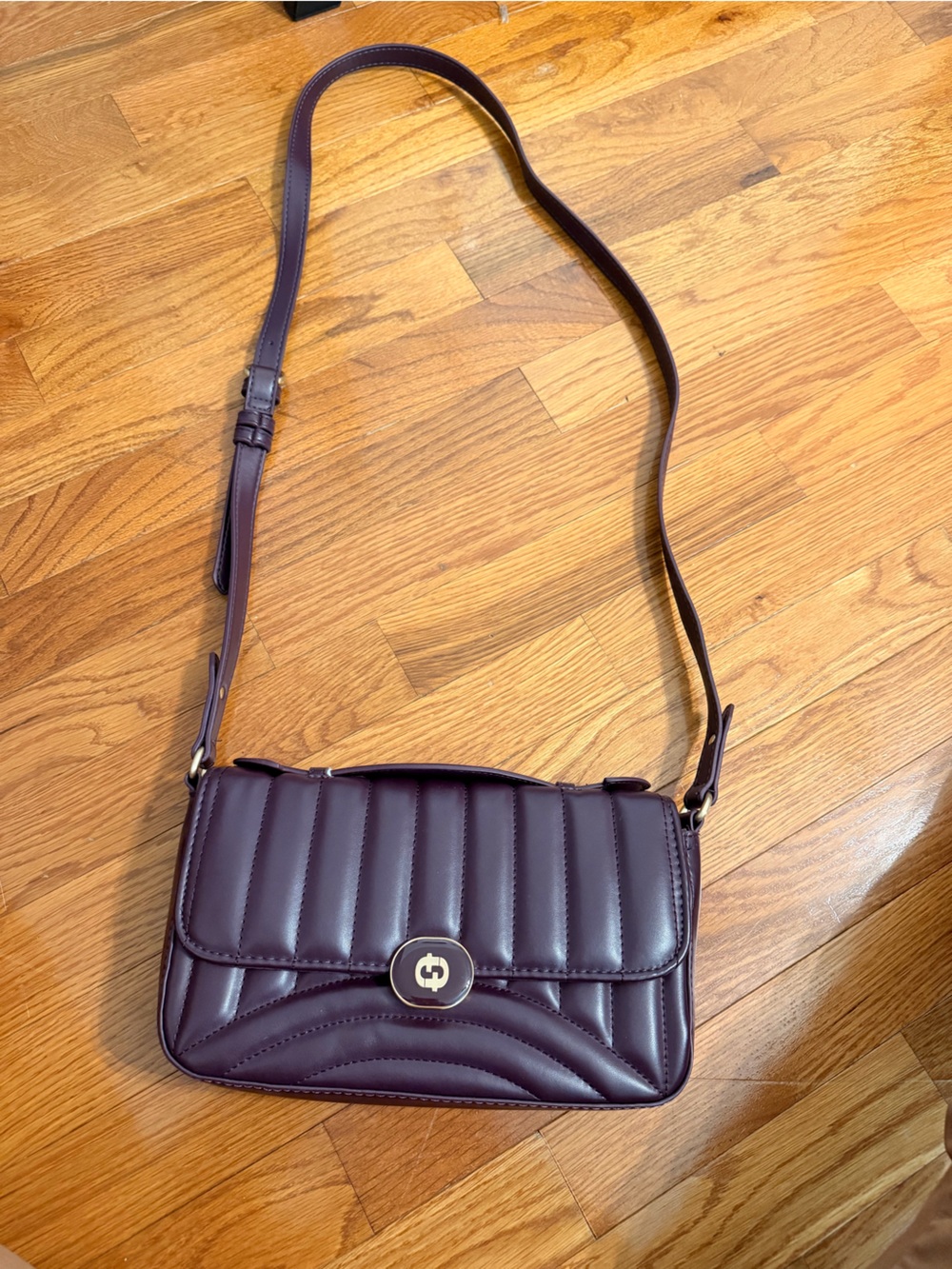 Quilted Plum Crossbody Bag with Turnlock